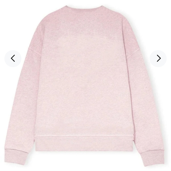 Ganni Isoli smiley face drop shoulder crewneck sweatshirt lilac XS NWOT - Picture 5 of 10